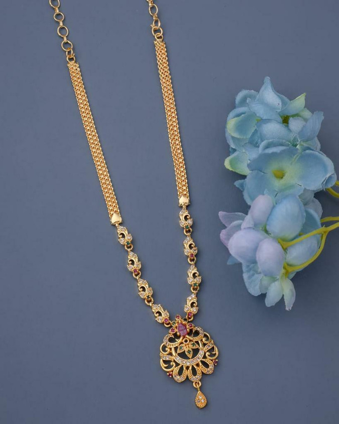 GATRAD MAGOLD COVERING Diamond Palladium Plated Brass Necklace