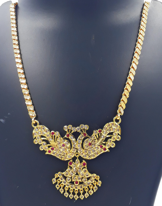 Anujeet Fashion Hub Gold Plated Covering Long Chain with AD Stone