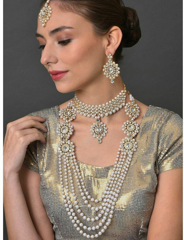 URBANELA Light weight Kundan Pearl Necklace Bridal jewelry choker