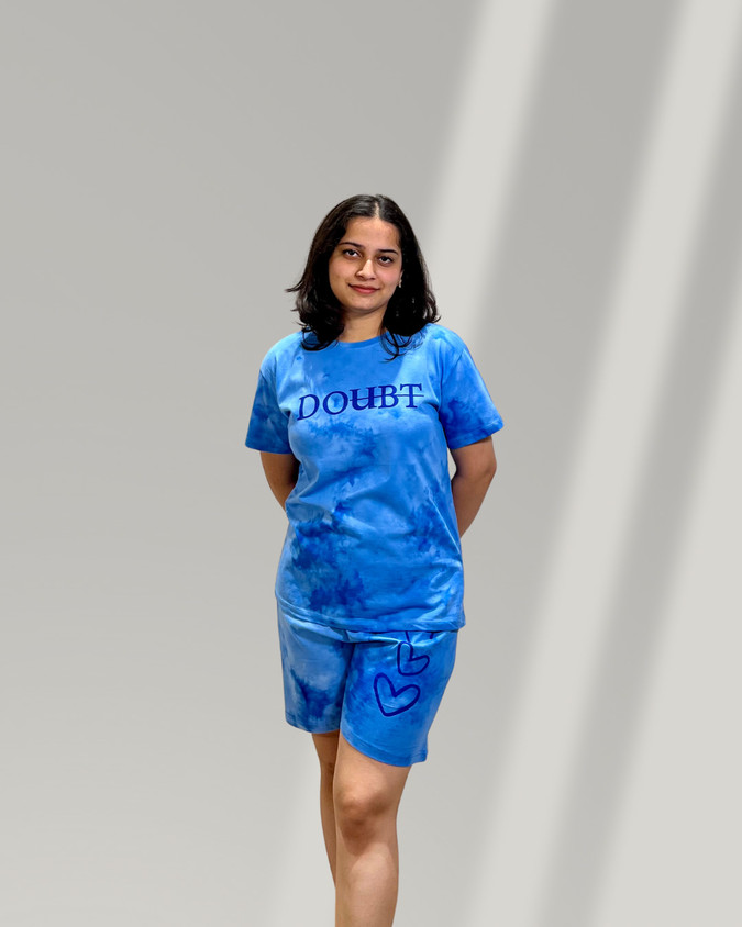 GRAY SPACE Girls Printed Blue Top Shorts Set