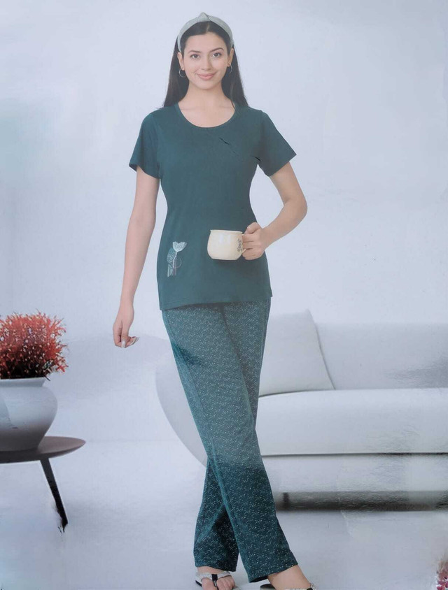 Sleepwear Melini Winter Night Suits Price Melini Women Solid Green