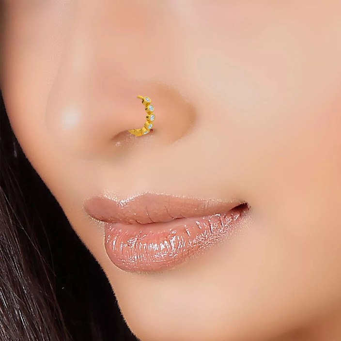 Ring Design Gold Plated Nose Pin Rose Gold Plated And Gold Plated