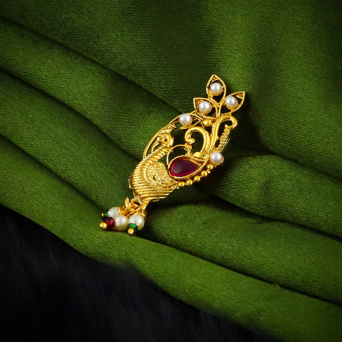 Grt Gold Nose Pin Golden Diva Gold-plated Plated Alloy Nose Ring