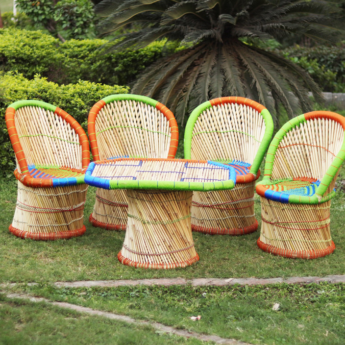 Table Set Bamboo Chairs For Living Room IRA Bamboo 4-Seater Dining