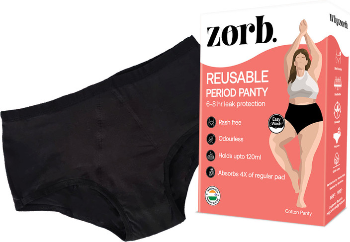 Saalt Lace High Waisted Period Underwear - Leakproof, Silky Soft Recycled Fabric - Volcanic Black