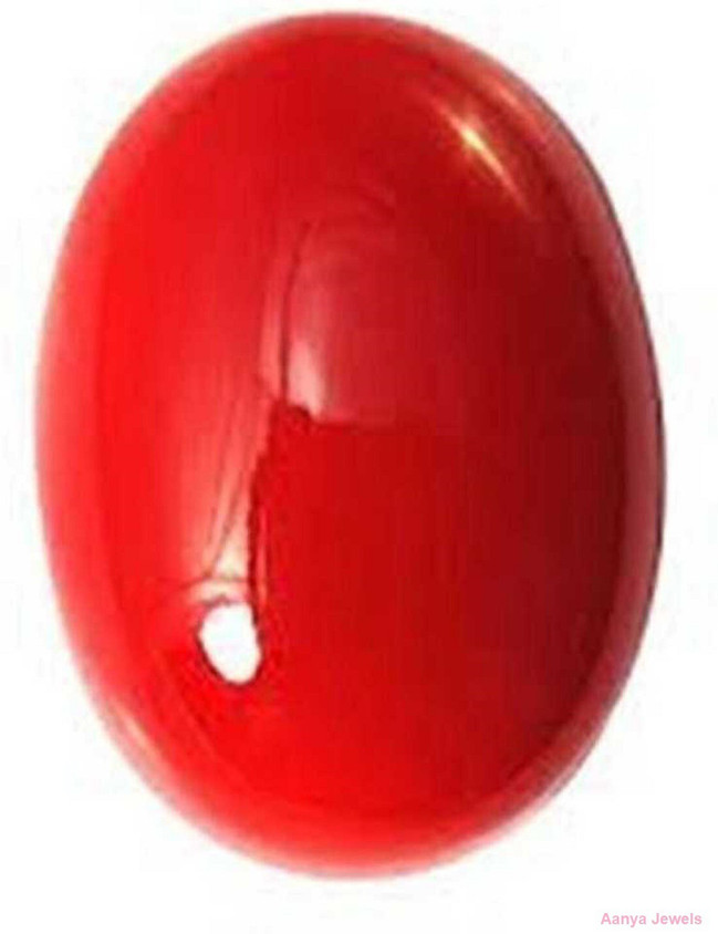 Aanya Jewels Red Coral (Moonga) Gemstone Oval Shape Stone Citified Coral Gemstone Rashi Ratan Coral Stone