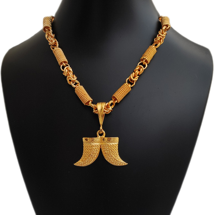 Jemeefly Trending Double nail nor puligoru pandent with Koyli chain for  Mens and Gold-plated Alloy Pendant Set
