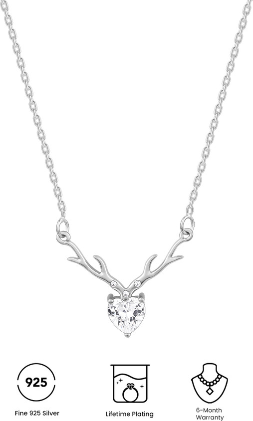 ●TATIANA● Silver 925 Deer Heart String Necklace NZ2107 500 GIVA 925 Silver Anushka Sharma Deer Heart Necklace|Lifetime