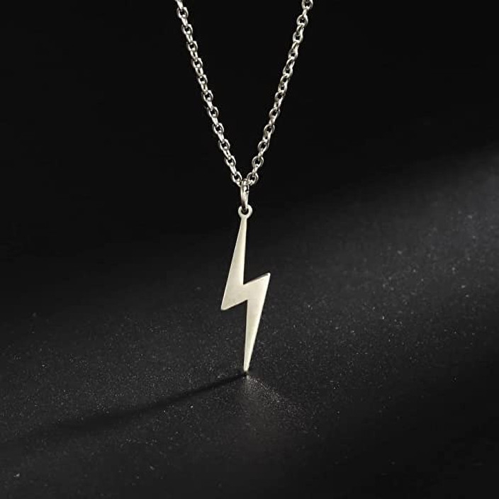 SILVOSWAN Chain Pendant Lightning Bolt Necklace for Men and Women