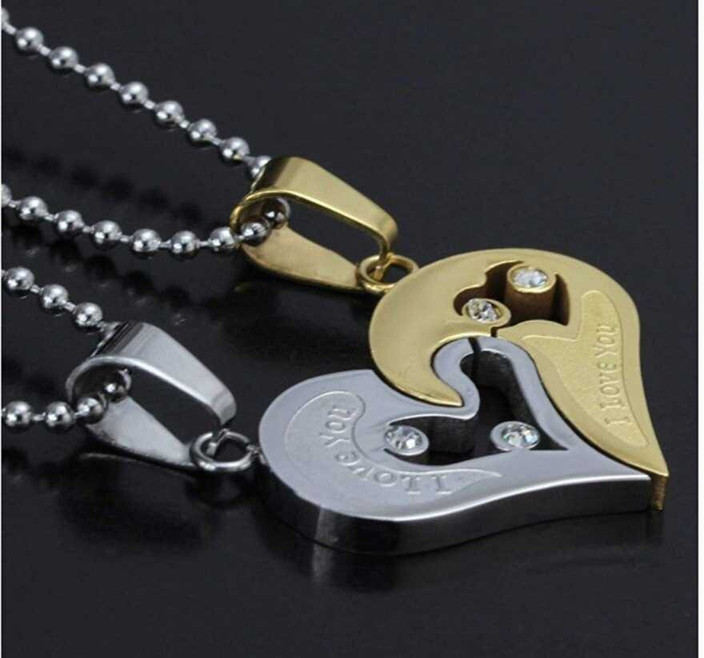 Agarwalproduct Brothes heart magnet Locket Classic Stainless Steel