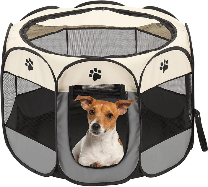 HANNEA Foldable Pet Playpen Breathable Indoor Pet Fence Pet