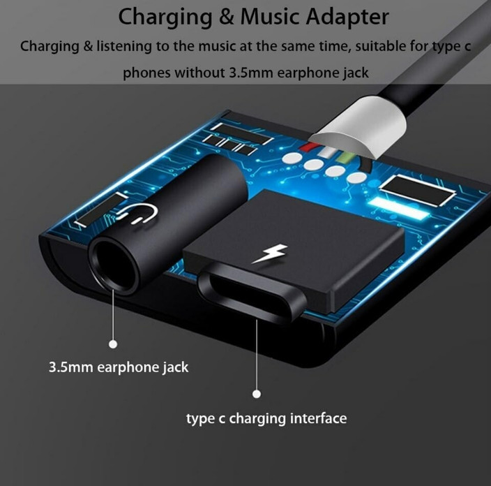 Audio Charge Usb C Charger And Headphone Adapter USB-C To