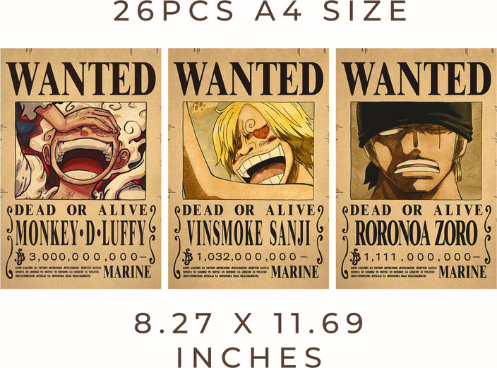 One piece wanted posters set - One piece merch - one piece