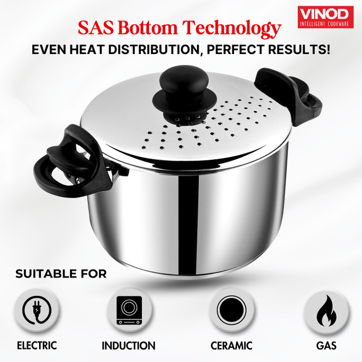 VINOD Stainless Steel Pasta/Noodle Pot with Strainer Lid, Pot 24