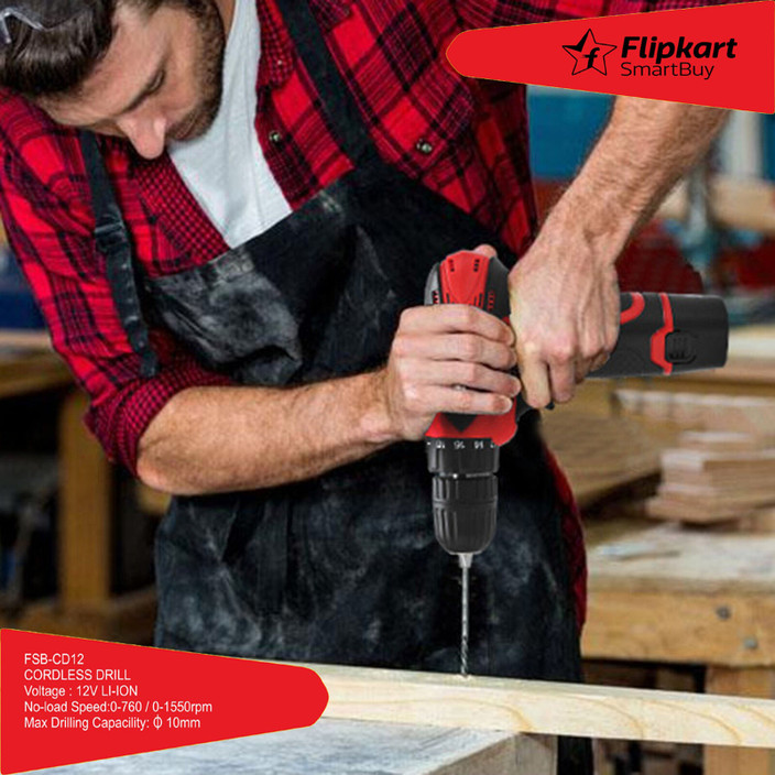 Flipkart SmartBuy 10mm Cordless Drill Driver With 2Pcs Batteries 1x Charger  FSB CSD10 Cordless Drill