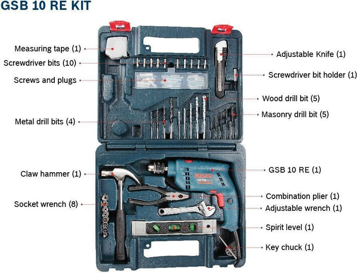 Gsb 10 Re Bosch Drill Machine Kit Flipkart Bosch Tool Kit Bosch