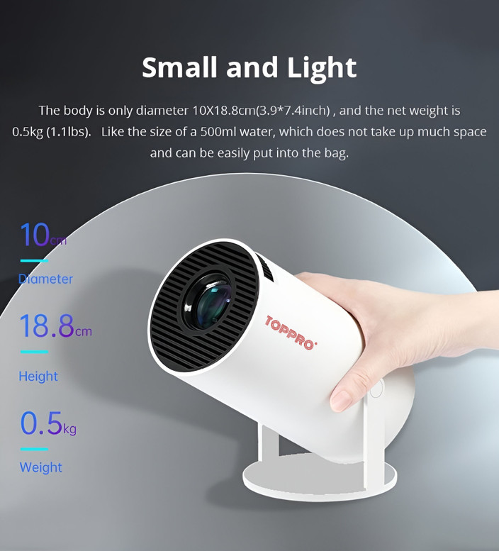 thumbnail image 2 of LYNCAST HY300Pro Portable Projector: Rotating 270°, Auto Keystone, 1080P/4K Support For Phone, TV Stick, PS5, IOS & Android 2 of 10