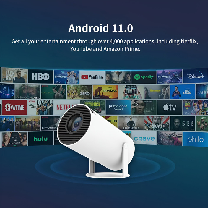 thumbnail image 2 of LYNCAST HY300Pro Portable Projector: Rotating 270°, Auto Keystone, 1080P/4K Support For Phone, TV Stick, PS5, IOS & Android 2 of 10