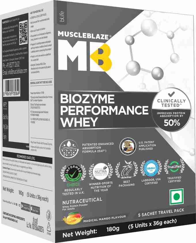 MUSCLEBLAZE Biozyme Performance, 5 Sachet Travel Pack (5x36g), 25g