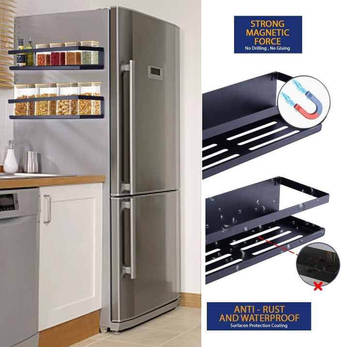 Cabinet Refrigerator Spice Rack Metal Spice Rack Magnetic Spice Rack Organizer For Refrigerator And  Microwave Oven With 20 Hooks, Pack
