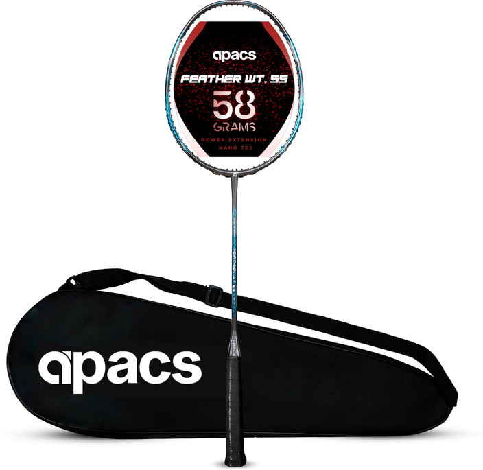 英国 apacs FEATHER WEIGHT 55 ブラック8U 超軽量58g Apacs Feather Weight 55 Navy Red Badminton Racket (8U