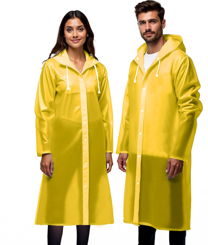 Ubuy Women Yellow Rain Coat Spotview Solid Men Women Raincoat