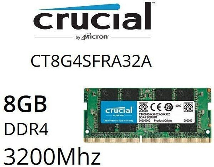 Crucial 3200Mhz Crucial Notebook Memory with 10 Years Warranty DDR4 GB (Dual Channel) Laptop SDRAM (CT8G4SFRA32A)