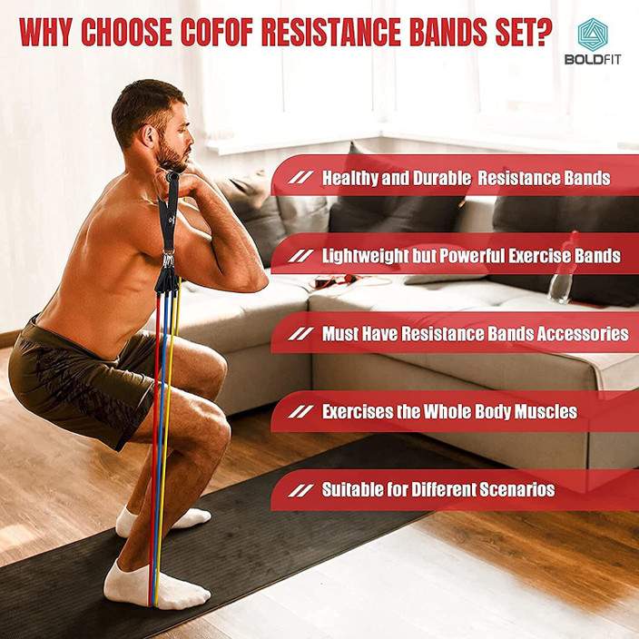 BOLDFIT Set For Men Women Gym Workout Equipment For Exercise Stretching  Resistance Tube