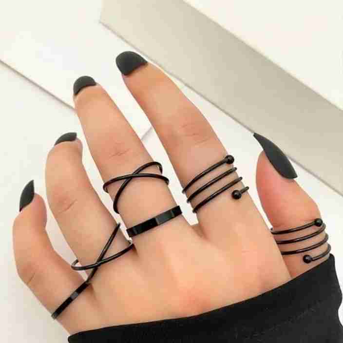 Stacking Ring Top Knuckle Rings Badeja Pcs Punk Finger Rings Black