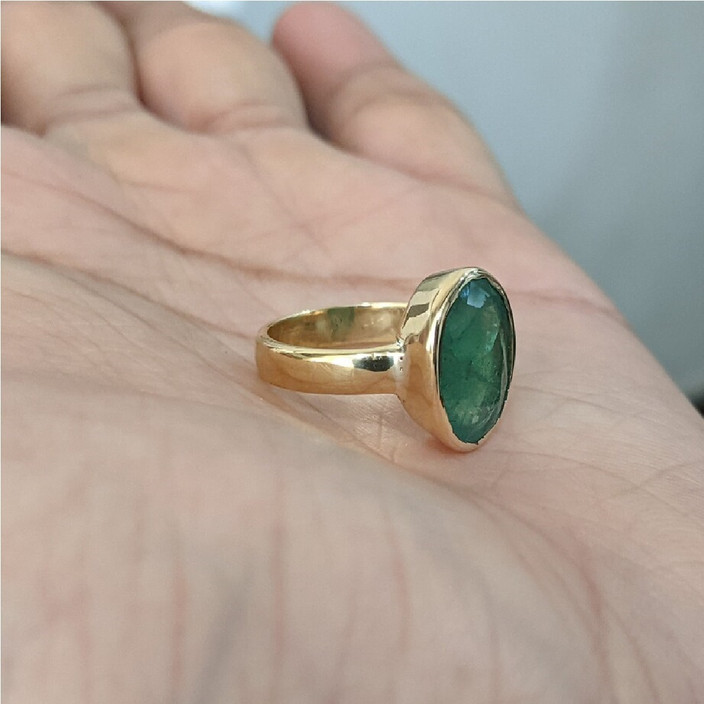 Emerald Stone Gold Stone Finger Ring Panna Stone Gold Ring For Men