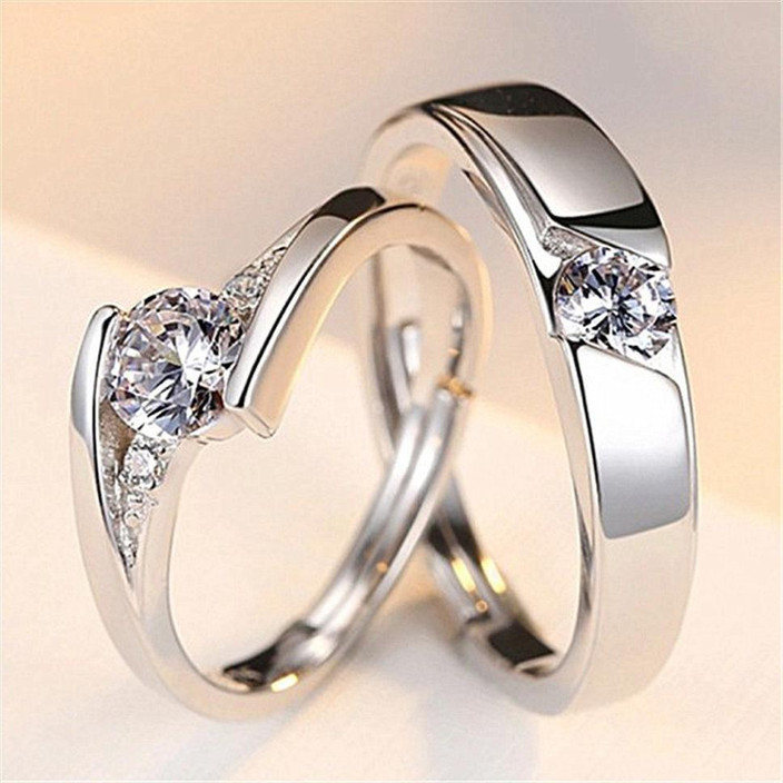 Syfer Valentine Gift Couple for lovers ,Girlfriend,Boyfriend/Husband Wife  Alloy Cubic Zirconia Platinum Plated Ring Set