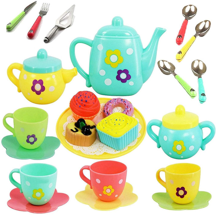 Super Toy Tea Party Pretend Play Kitchen Set with Utensils Cake