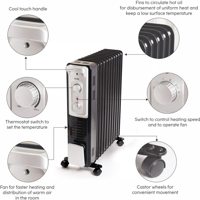 Quartz Room Glen Quartz Heater Glen HA-7015OR9 Fin Oil Filled