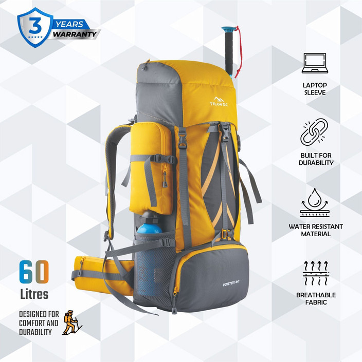 TRAWOC VORTEX 60L Travel Backpack Hiking Trekking Bag for Men Women  Rucksack 60 L