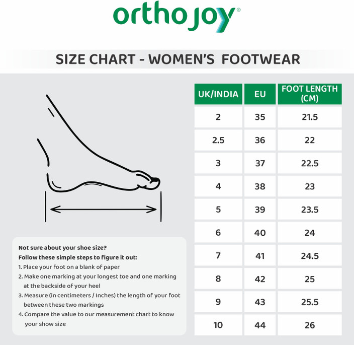 Size Chart Size 12 Women's Slippers ORTHO JOY Women Slippers