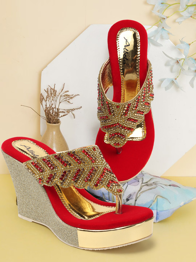 Red Bridal Sandal Dulhan Chappal Sandal Bridal Heels For Dulhan