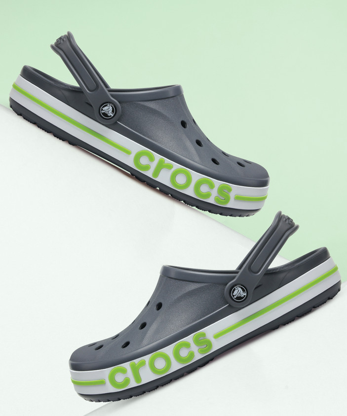 crocs grey and green