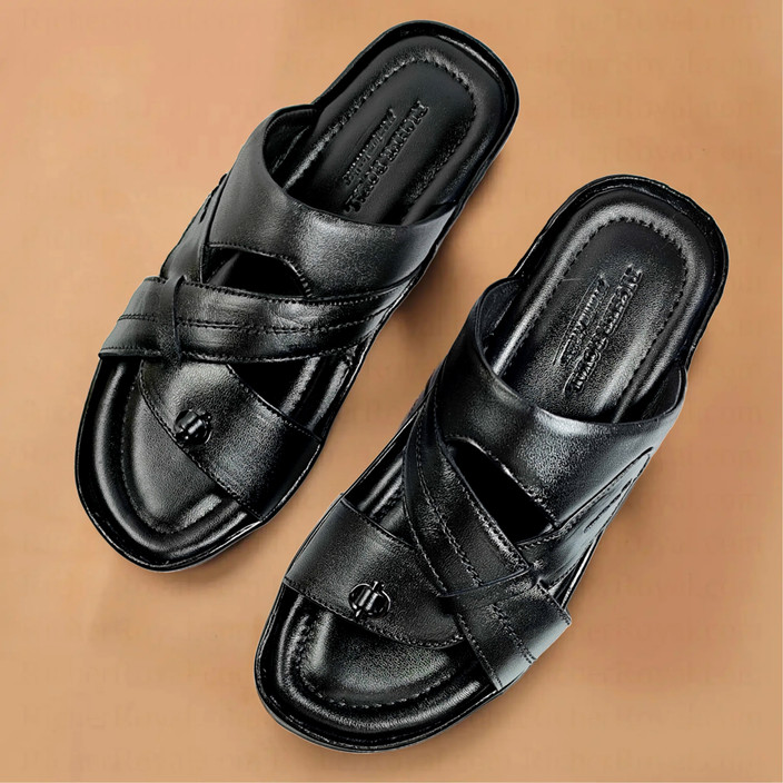 Office Chappal Pure Leather Chappals For Men's Men Black