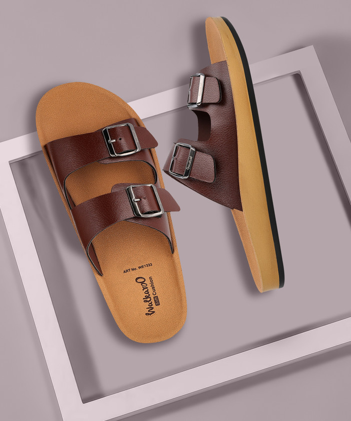 Leather Sandals Walkaroo Slippers For Men Walkaroo Men Cross Strap