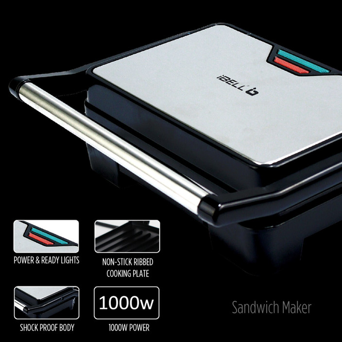iBELL SM1515 Sandwich Maker with Floating Hinges, 1000 Watt