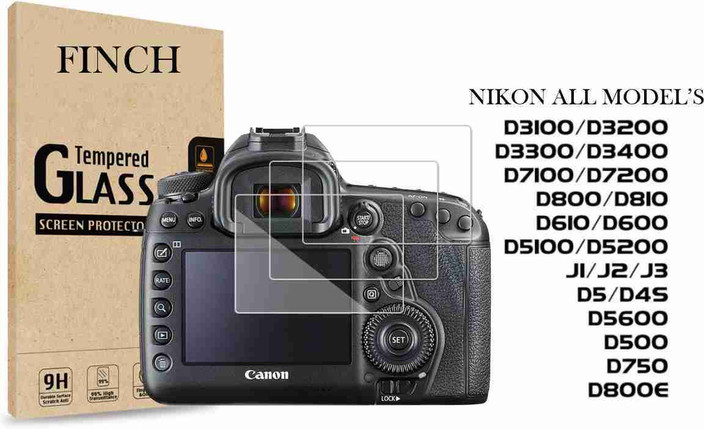 FINCH Edge To Edge Screen Guard for Nikon D3100 /D3200/ D3300/ D3400/ D5/  D4S/ D500/ D5100/ D5200/ D5300/ D5500/ D5600/ D610/ D600/ D7100/ D7200/