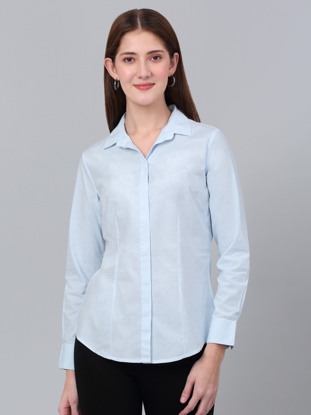 CANTABIL Women Solid Formal Blue Shirt Buy CANTABIL Women Solid