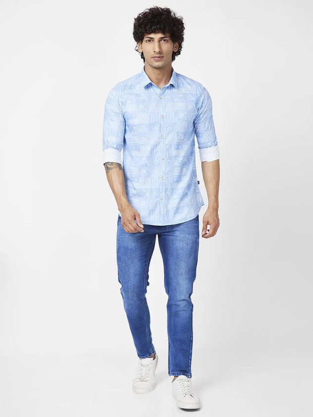 Spykar Light Jeans Shirt Cotton Denim Ladies Dark Blue Denim Shirt