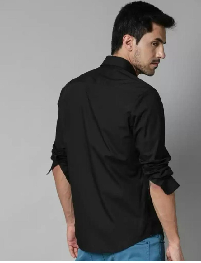 Kalawatia fashion Men Solid Casual Black Shirt