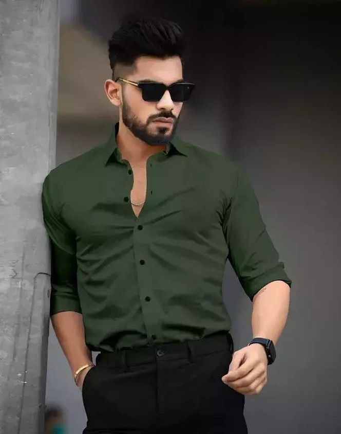 jumi enterprise Men Solid Casual Dark Green Shirt Buy jumi