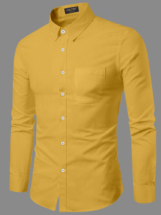 Yellow Dress Shirt Mustard Button Up Shirt Mens MILDIN Men Solid