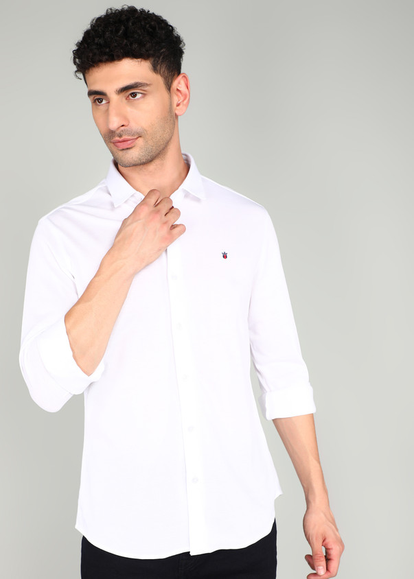 White Louis Philippe Casual Shirts LOUIS PHILIPPE Striped Slim Fit