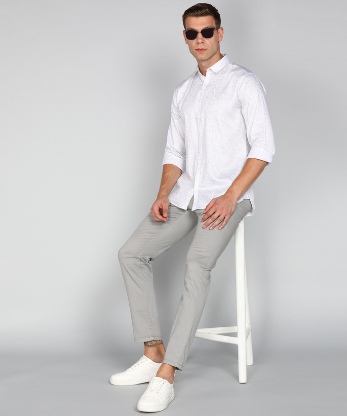 VAN HEUSEN Men Printed Casual Grey Shirt Buy VAN HEUSEN Men