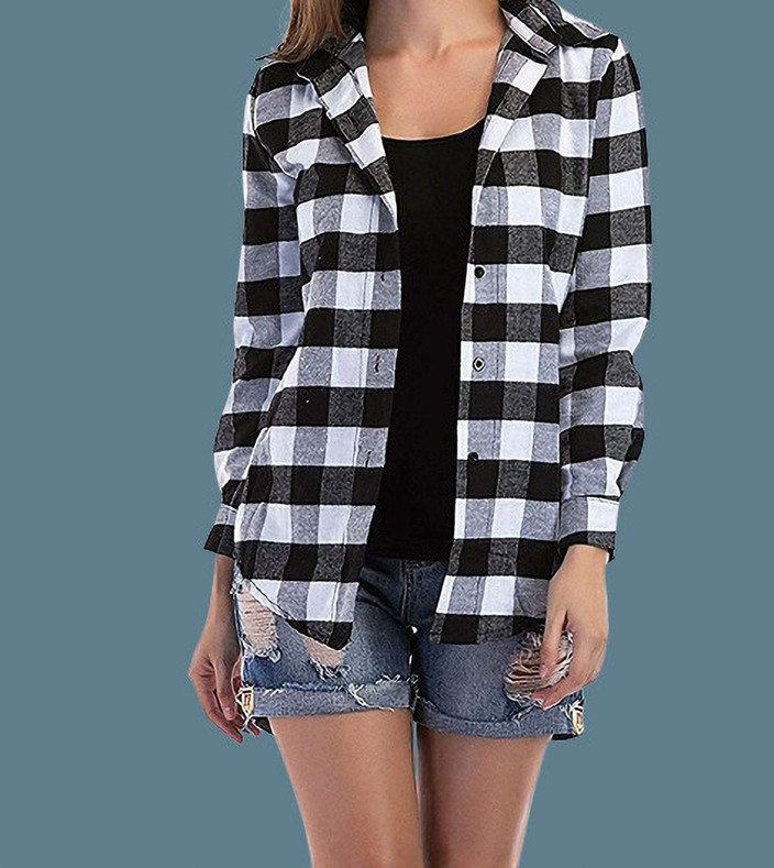 Casual Black And White Check Shirt Womens Roadster Women Black