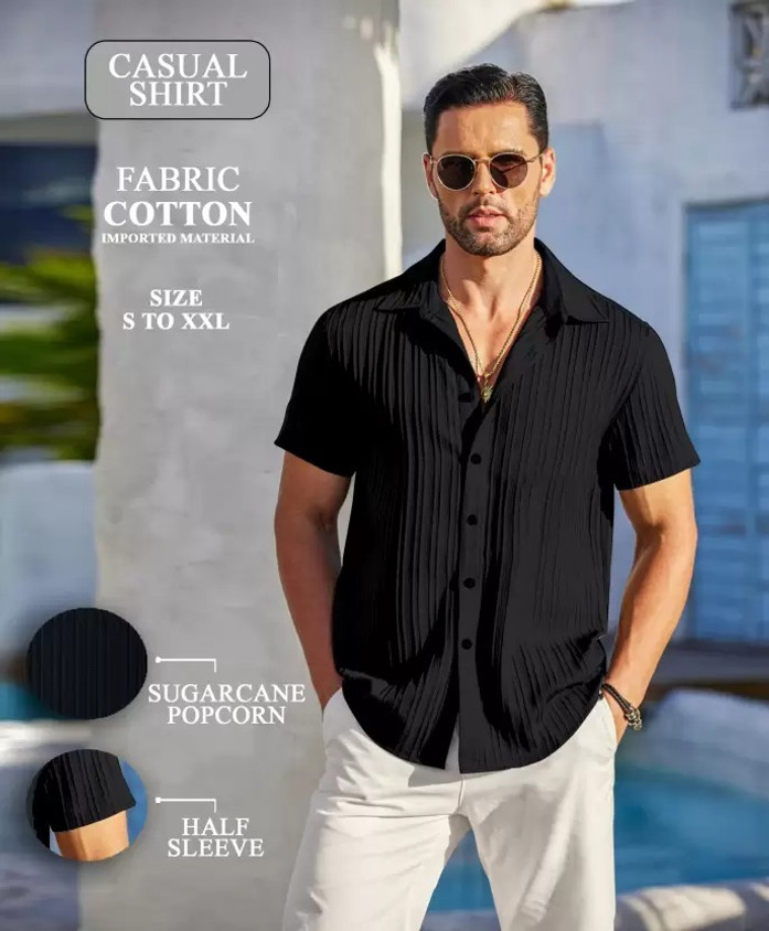 Bholu Men Striped Formal Black Shirt Buy Bholu Men Striped